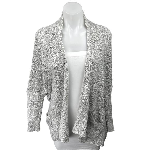 Quinn Gray Boucle Knit Long Sleeve Open Front Pockets Cardigan Sweater Top M - Picture 1 of 4